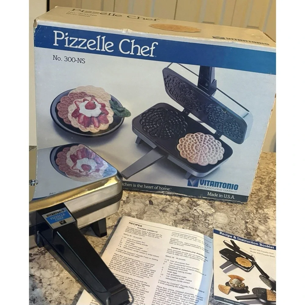 Vitantonio Pizzelle Chef 300-NS Italian Cookie Maker USA Vintage 1989 Open Box